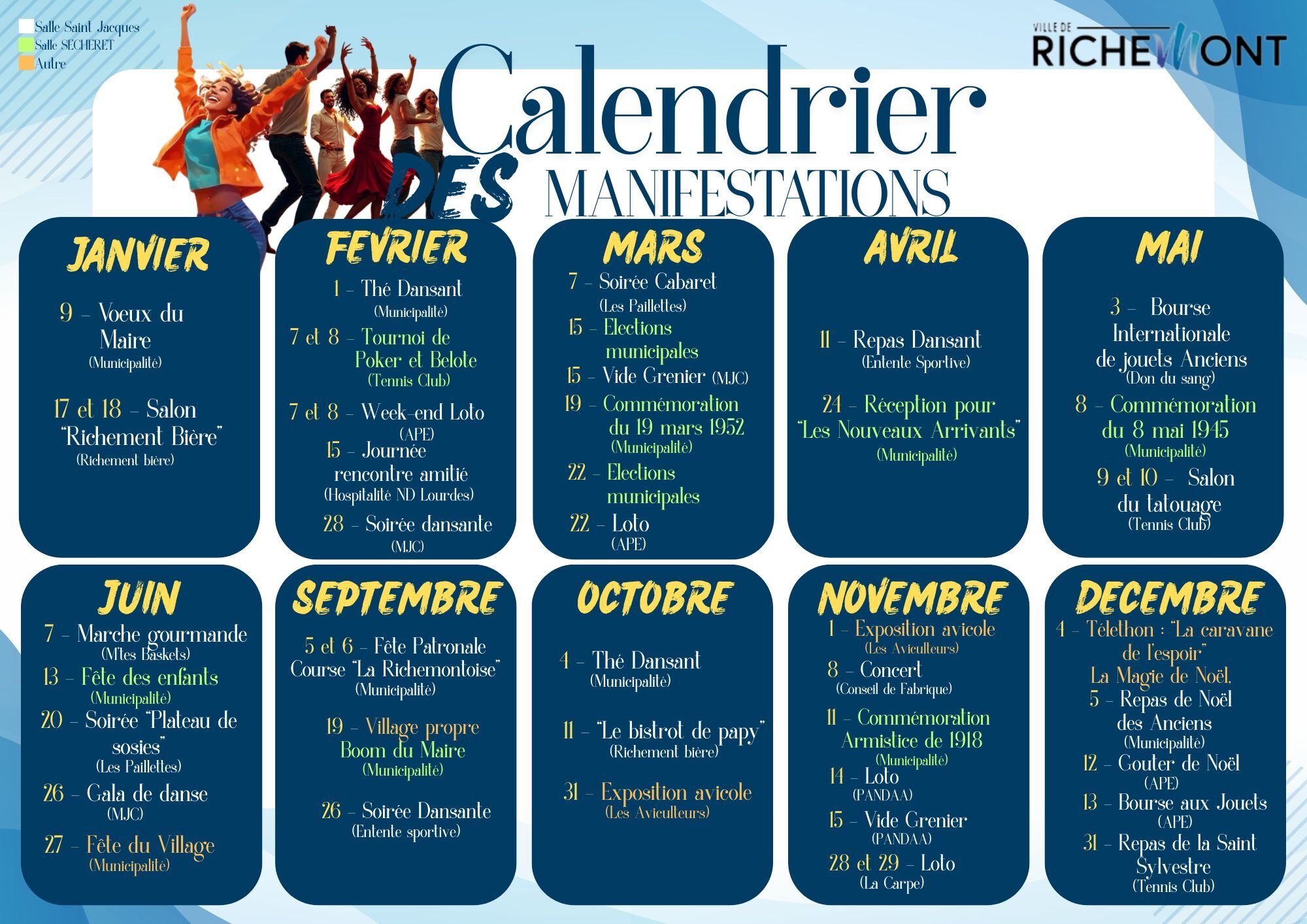 calendrier des manifestations 2026