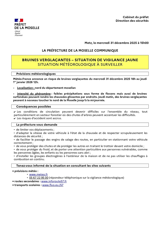 vigilance jaune 31 12