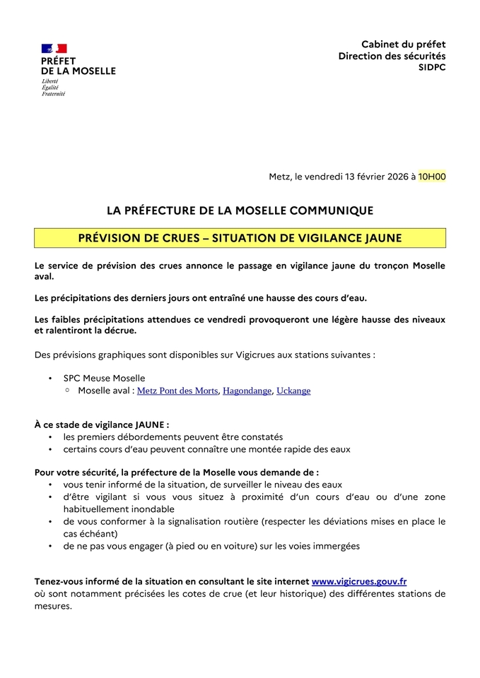 VIGILANCE JAUNE 13 02 26