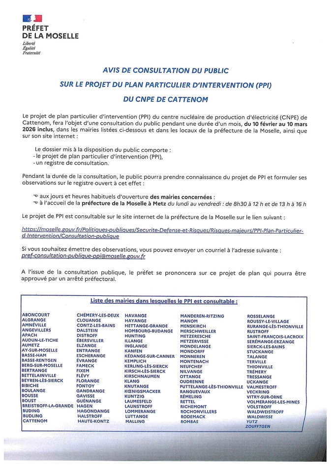 AVIS DE CONSULTATION