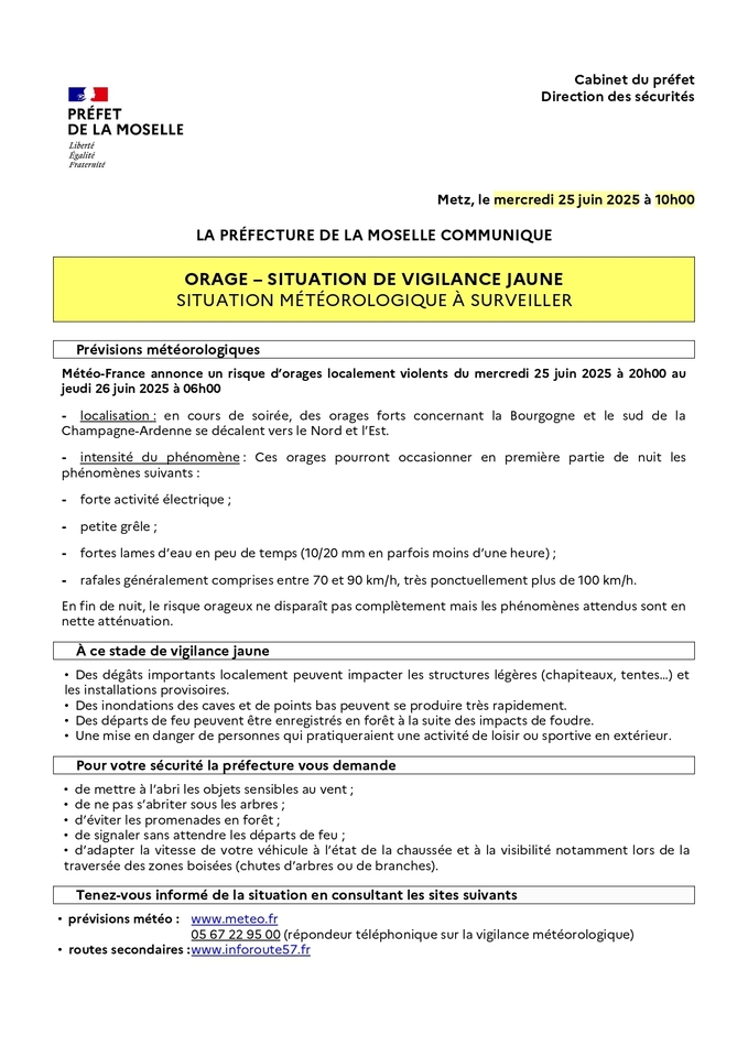 VIGILANCE JAUNE
