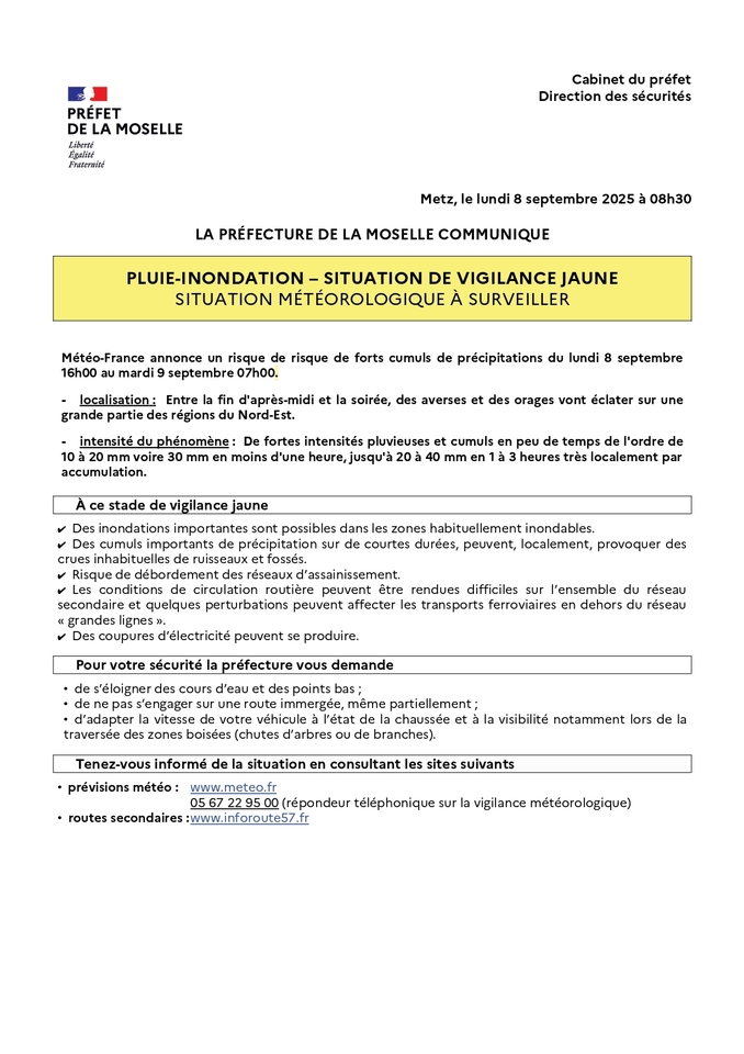 VIGILANCE JAUNE 08 09